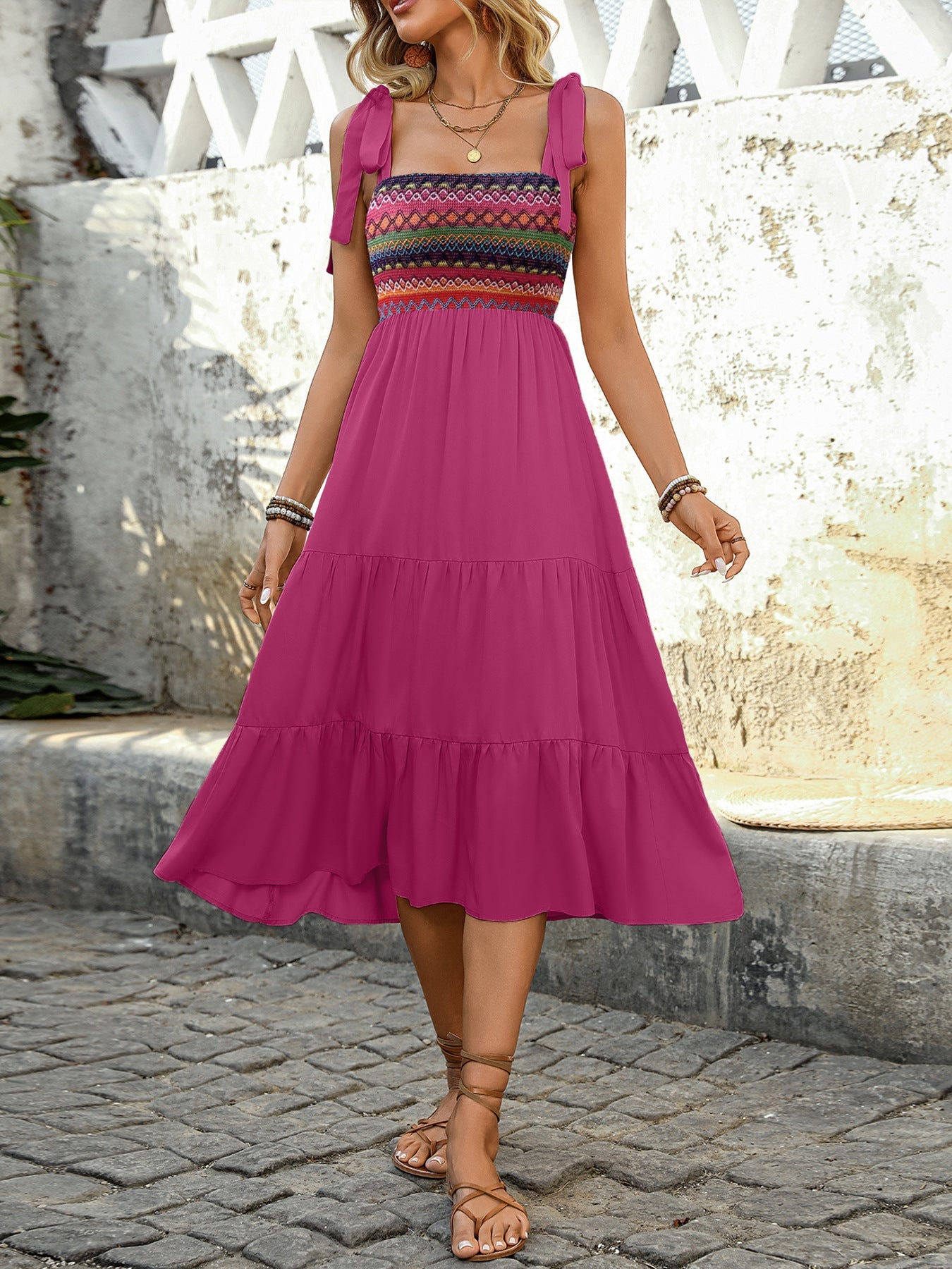 İlay Bircan Premium | Solea Etnik Midi Elbise