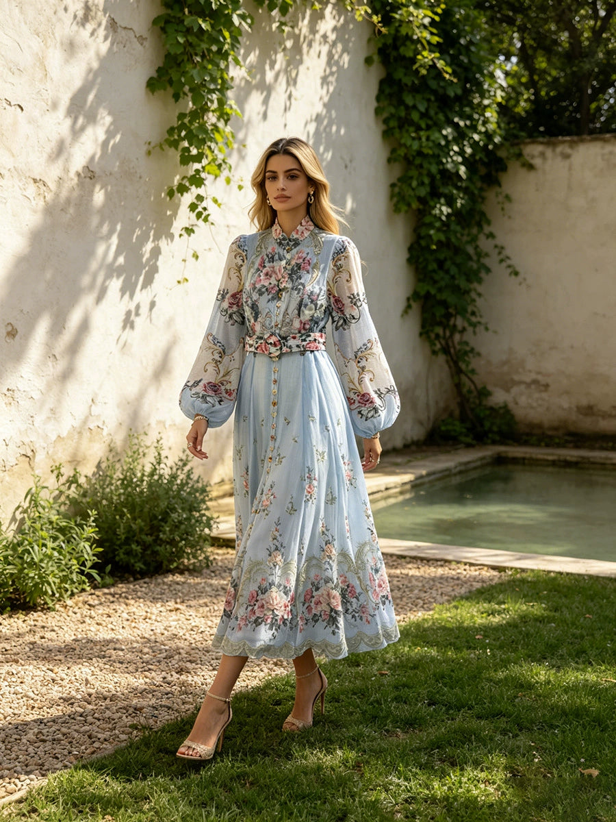 Çiçek Desenli Vintage Elbise - 4