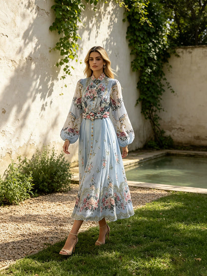 Çiçek Desenli Vintage Elbise - 4