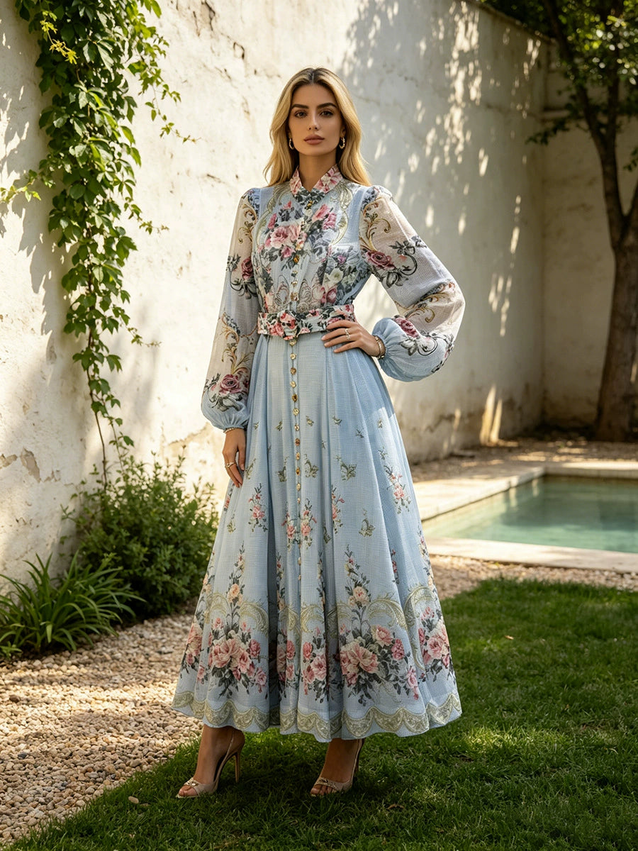 Çiçek Desenli Vintage Elbise - 2