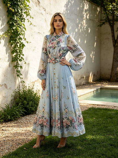 Çiçek Desenli Vintage Elbise - 2