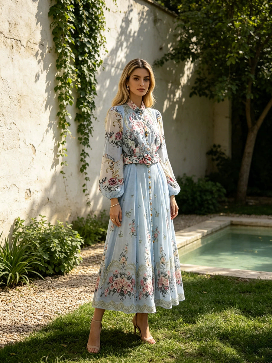 Çiçek Desenli Vintage Elbise - 3