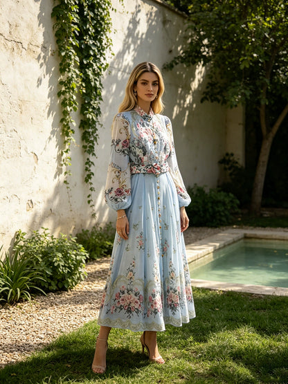 Çiçek Desenli Vintage Elbise - 3