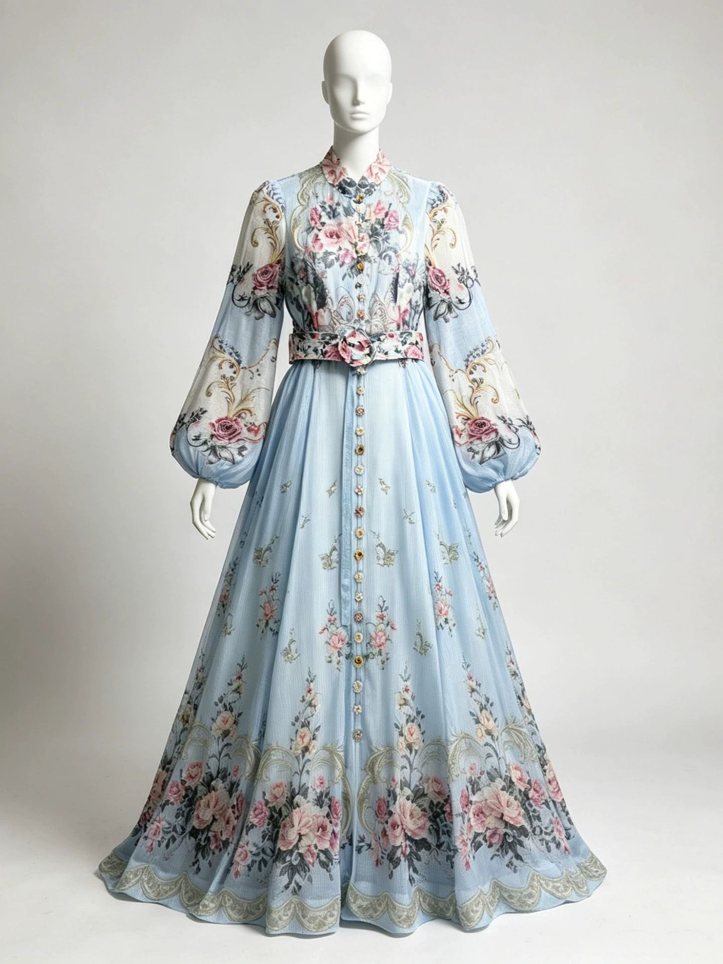 Çiçek Desenli Vintage Elbise - 5